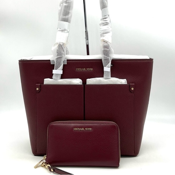 Michael Kors Jet Set Medium Pocket Tote Bag & Large Flat Mf Phone Case Wallet